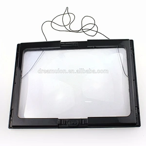 A4 Full Page Large 3X Magnifying Glass With 4 LED Hands Free Desktop Magnifier Brand New