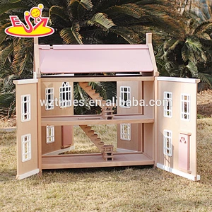 2018 high quality children wooden victorian dolls house W06A237
