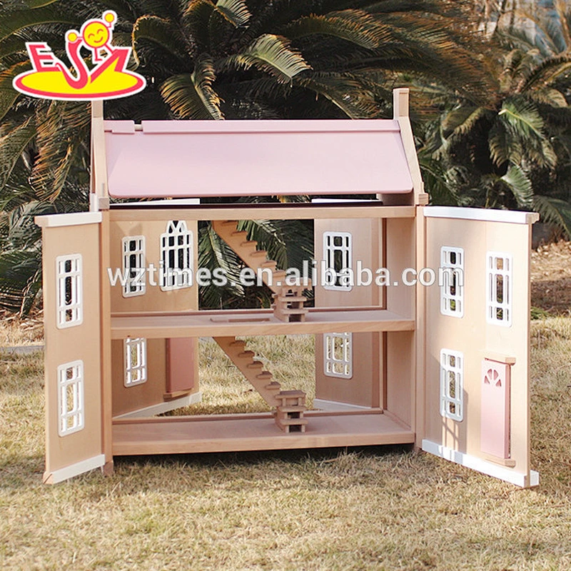2018 high quality children wooden victorian dolls house W06A237
