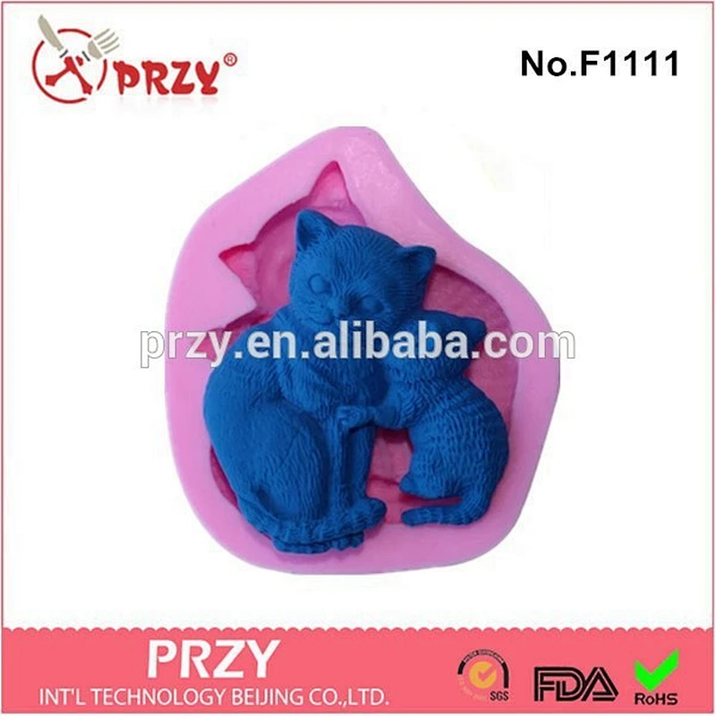 Hotsale motherhood cat shaped fondant silicone mold