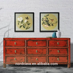 Chinese antique handmade painted furniture solid wood storage cabinet