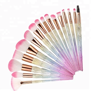 Customized High Quality Your Own Brand Diamond Rainbow Eye 16pcs Private Label Makeup Brush Set Professional