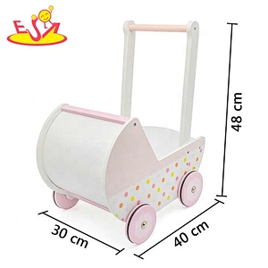 New arrival preschool wooden pink baby walker with toy storage W16E102B