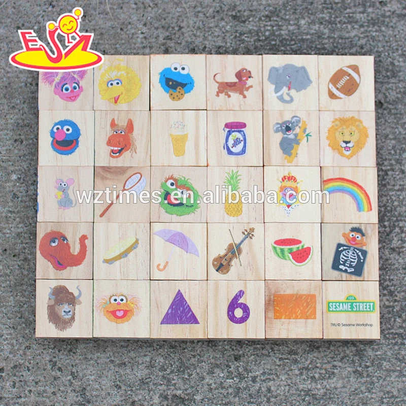 Wholesale educational alphabet wooden building blocks toy all kinds of patterns 3d blocks toy W13A065