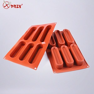 6 cavities Strip Food Grade Silicone Mousse Cake Molds Non-Stick Bake Cake Mould Diy dessert molds