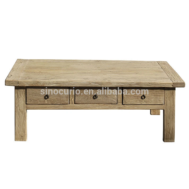 Hot Sale Antique Solid Wooden Square Drawers Coffee table