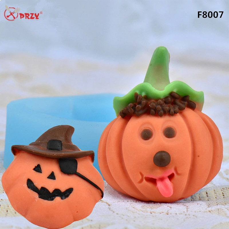 PRZY Pumpkin Mold Silicone Halloween Fondant Cake Decorative mould Pirate DIY Silicone Soap Molds
