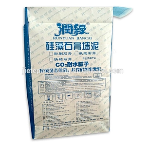 Moistureproof plastic square bottom stand up pp woven cement bag for wall putty powder,ceramic tile adhesive