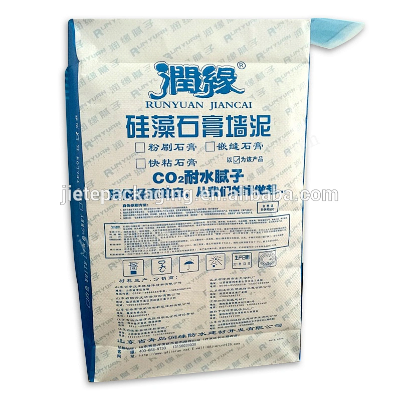 Moistureproof plastic square bottom stand up pp woven cement bag for wall putty powder,ceramic tile adhesive