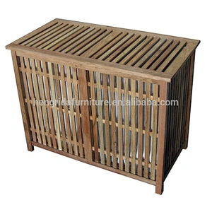 Nordic grid solid oiled walnut storage rectangular laundry basket with cotton bag