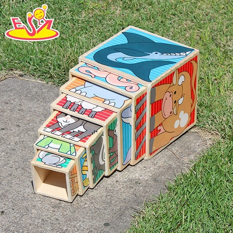 Non-toxic Creative children wooden stacking cubes toy for education W13D072