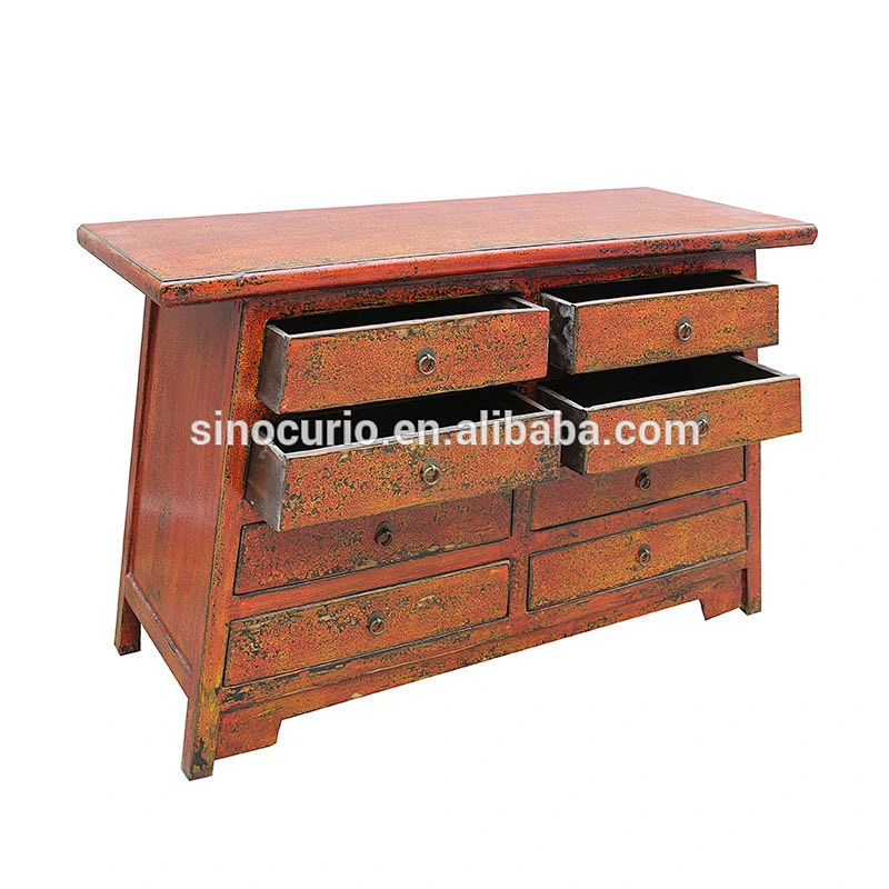 Asian style reproduction rustic lacquer hobby lobby wood cabinet with many drawers