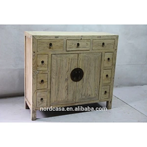 chinese antique reproduction furniture 9 drawer 2 door natural rustic kitchen cabinet