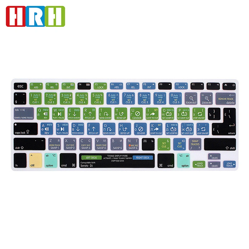 Unique Durable Serato DJ Custom Silicone keyboard shortcuts keyboard skin russian cover for macbook pro 13