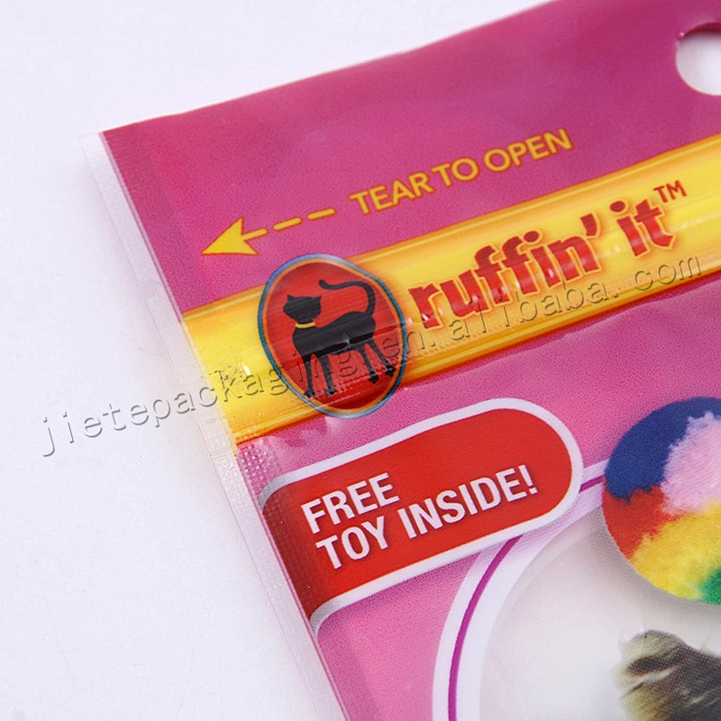 Plastic baby and pet toy packaging bag with hang hole,lovely plastic toy bag