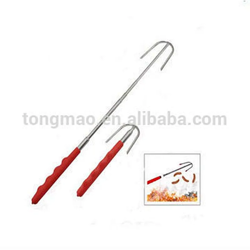 Stretchable Non-slip PVC Handle Stainless Steel Camping BBQ Fork