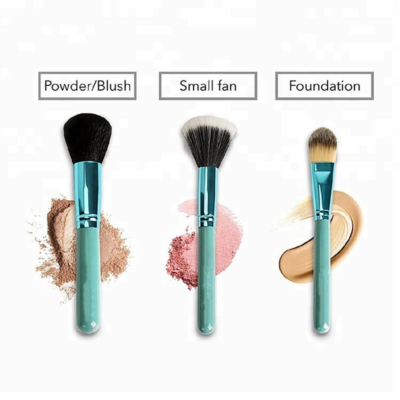 Professional Blue 12pcs Cosmetic Makeup Brush Set With Holder