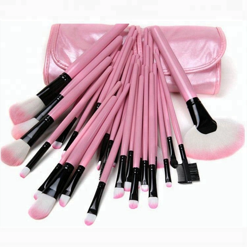 Custerized 32 pieces Makeup Brush Set pink white and red hair with PU cosmetic bag 32 Makeup Brush Set 32 piece private label
