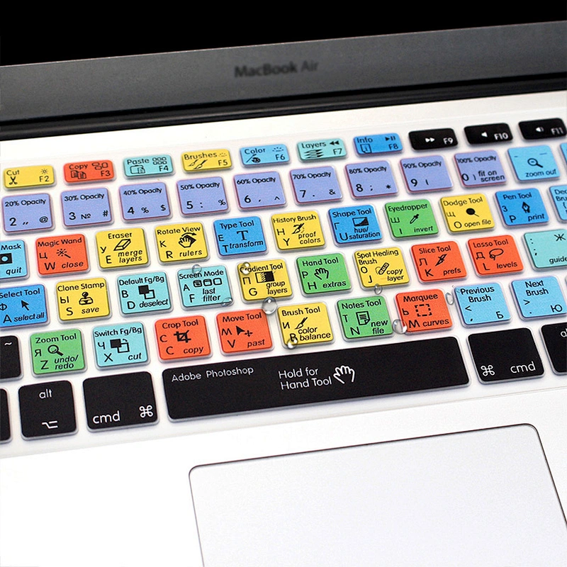 Wholesale Durable Customized Ado be Photo shop PS Functional Silicone laptop with russian keyboard Skin For Mac book