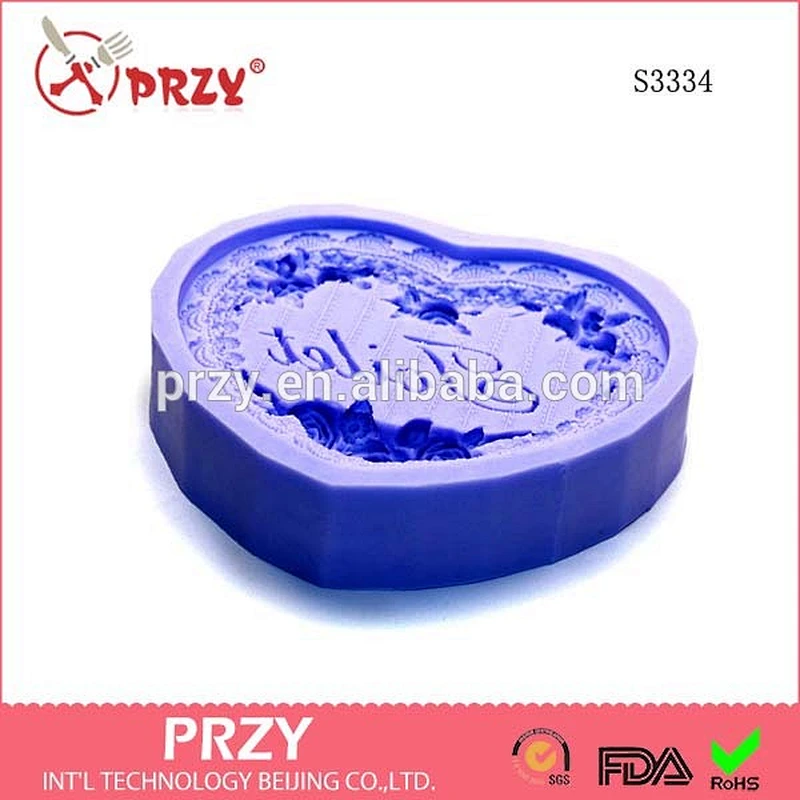 S3334 Beijing heart flower handmade soap mould for toilet heart silicone mould for soap