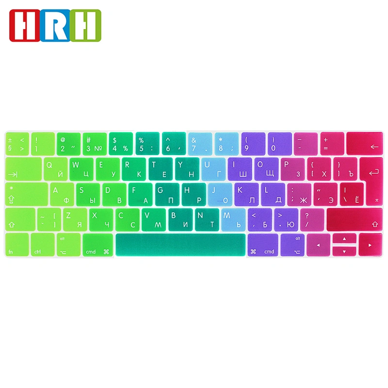 Silicone Rainbow Keyboard Cover for macbook russian keyboard skin For macbook touch bar a1706 keyboard