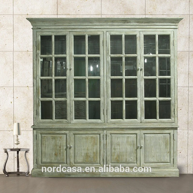 European style furniture antique big glass bookcase