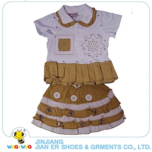 Wholesale summer cotton soft baby girls skirt clothing sets