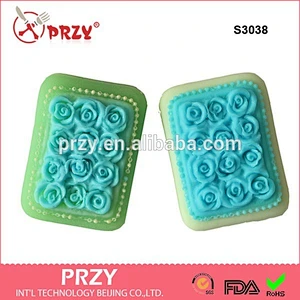 S3038 hot sale rose bar shaped silicone soap mold/handmade decorative molds