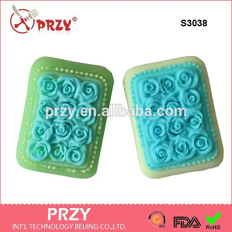 S3038 hot sale rose bar shaped silicone soap mold/handmade decorative molds