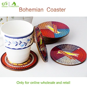 Blue kaleidoscope style fashionable MDF cork coaster, suitable for wedding restaurant family, non slip eco friendly coaster.