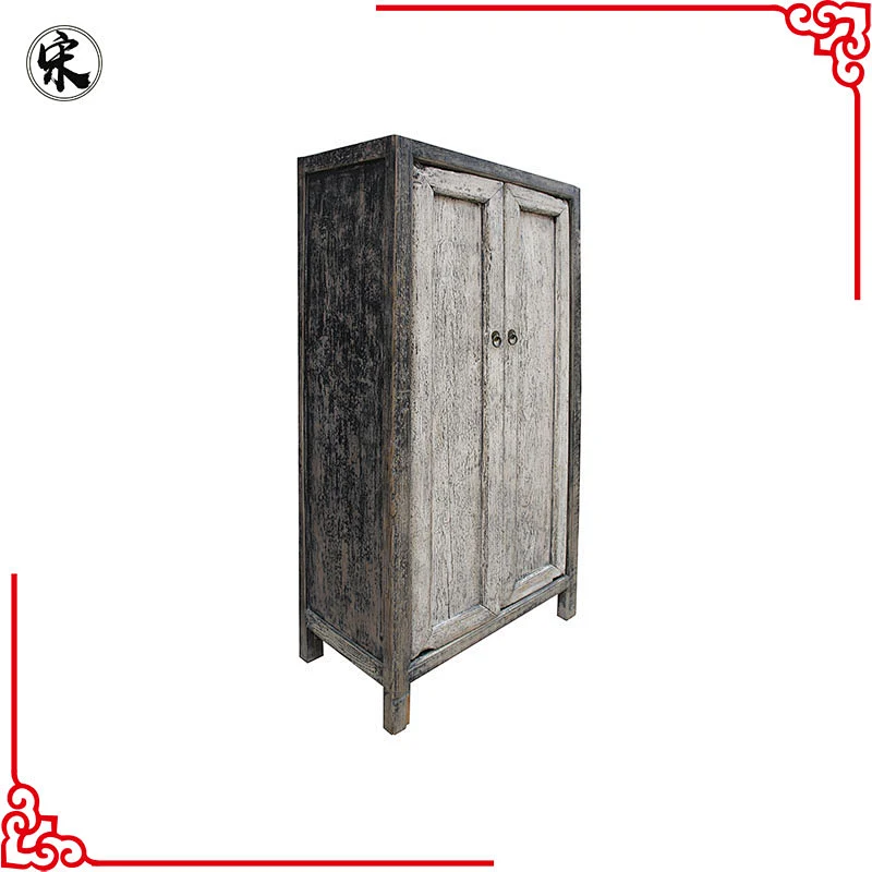 beijing chinese antique distressed shabby chic old door bedroom wardrobe furniture
