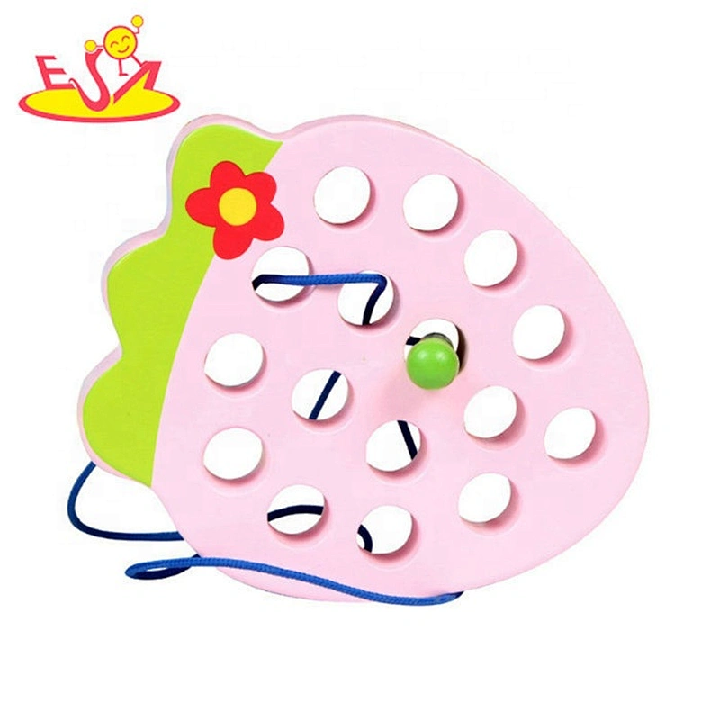 Hot sale threading activity wooden travel lacing game for children W11E094