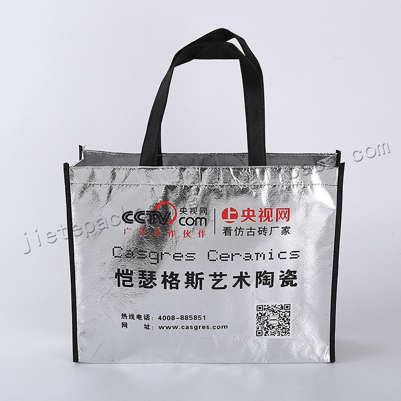 Customized bopp laminated silver and gold plastic Non Woven Shopping Bag with printing