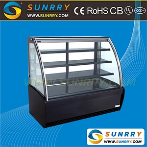 Electric heating glass bakery display cases for sale with backside slide door