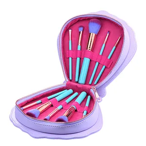 Hot selling portable 5-10pcs your own brand makeup brush set with shell bag