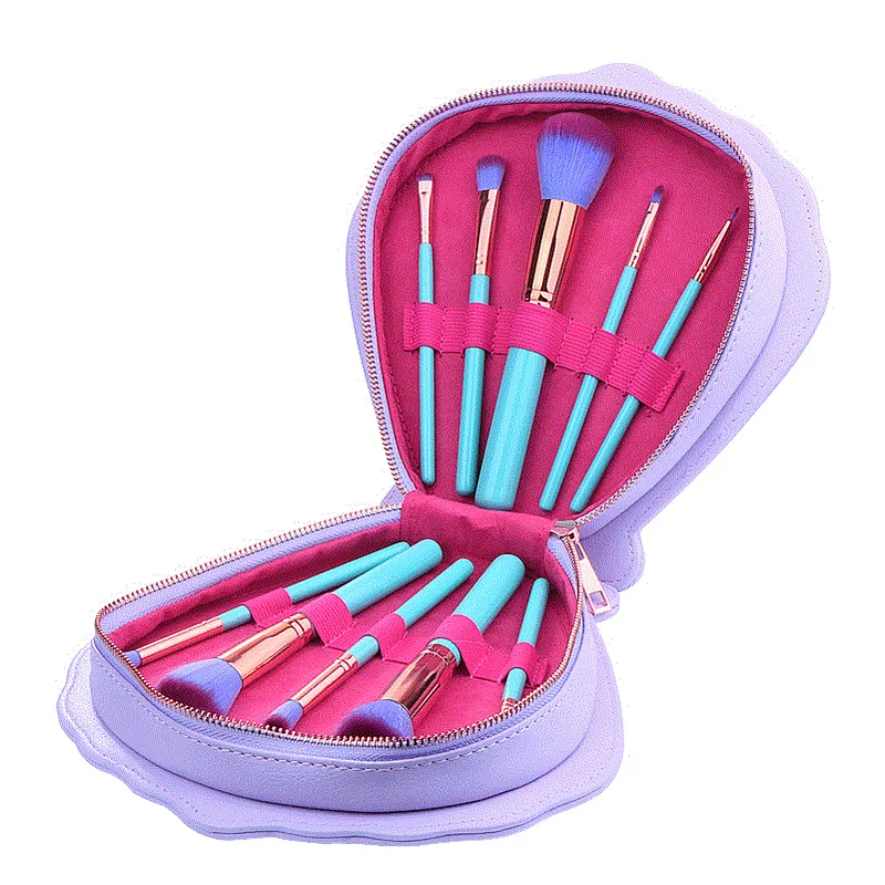 Hot selling portable 5-10pcs your own brand makeup brush set with shell bag