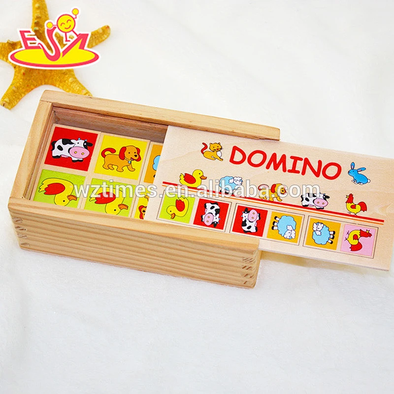Wholesale cheap wooden educational kids domino puzzle toy W15A005