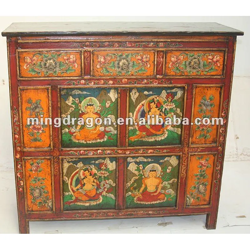 antique chinese tibet painted cabinet /tibetan furniture