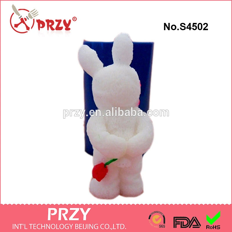 S4502 Teddy bear wearing a rabbit suit mold for soap/candle,silicone teddy bear soap mold,animal silicone mold