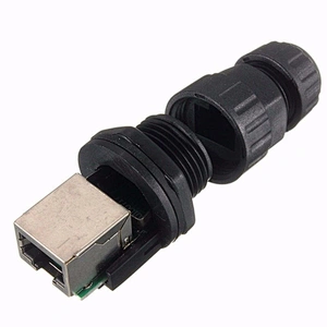 IP67 Front Panel Mounted Male Female Waterproof RJ45 Connector with Ethernet Cable