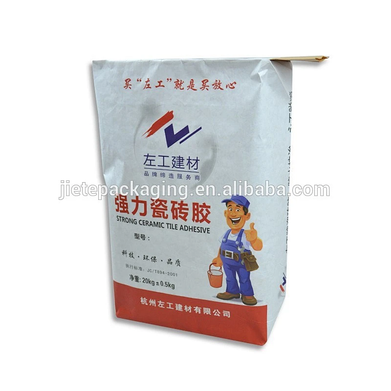 wholesale kraft paper flat bottom valve sack bags for packing cement, tile adhesive 20kg