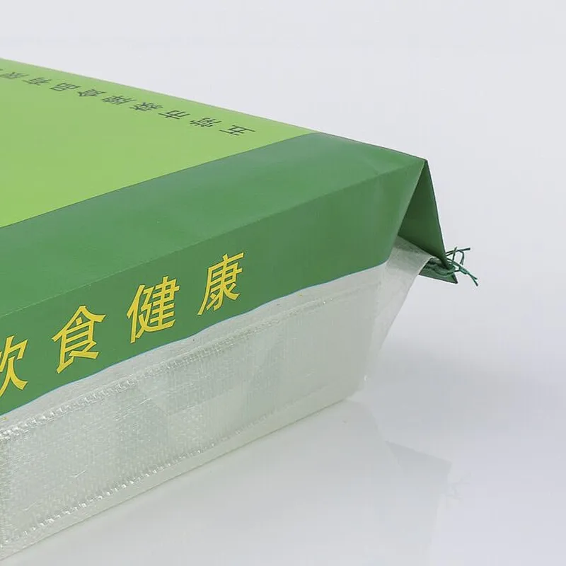 Custom 25kg green woven bag for rice packaging