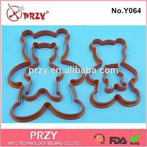 Eco-friendly Y064 high quality bear shape cookie plunger cutter set