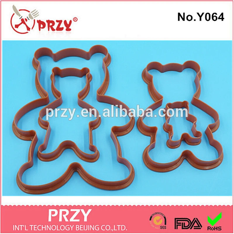 Eco-friendly Y064 high quality bear shape cookie plunger cutter set