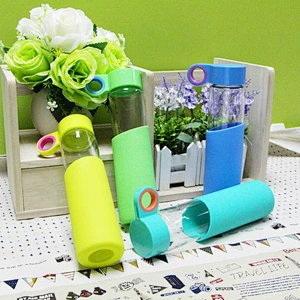 High Quality Glass Cup ABS Sleeve Glass Bottle for Girls Easy to Take