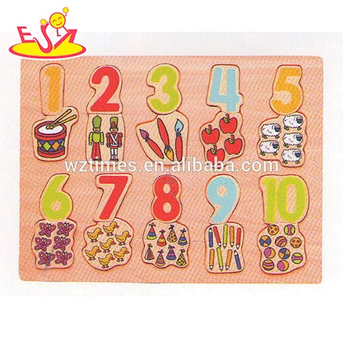 wholesale baby wooden number puzzle educational kids wooden number puzzle cheap children wooden number puzzle W14B054