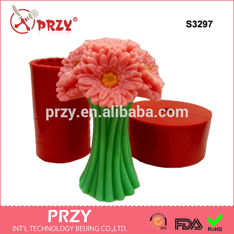 S3297 No bows gerberas flower custom silicone soap molds, flower gerberas soap mold silicone