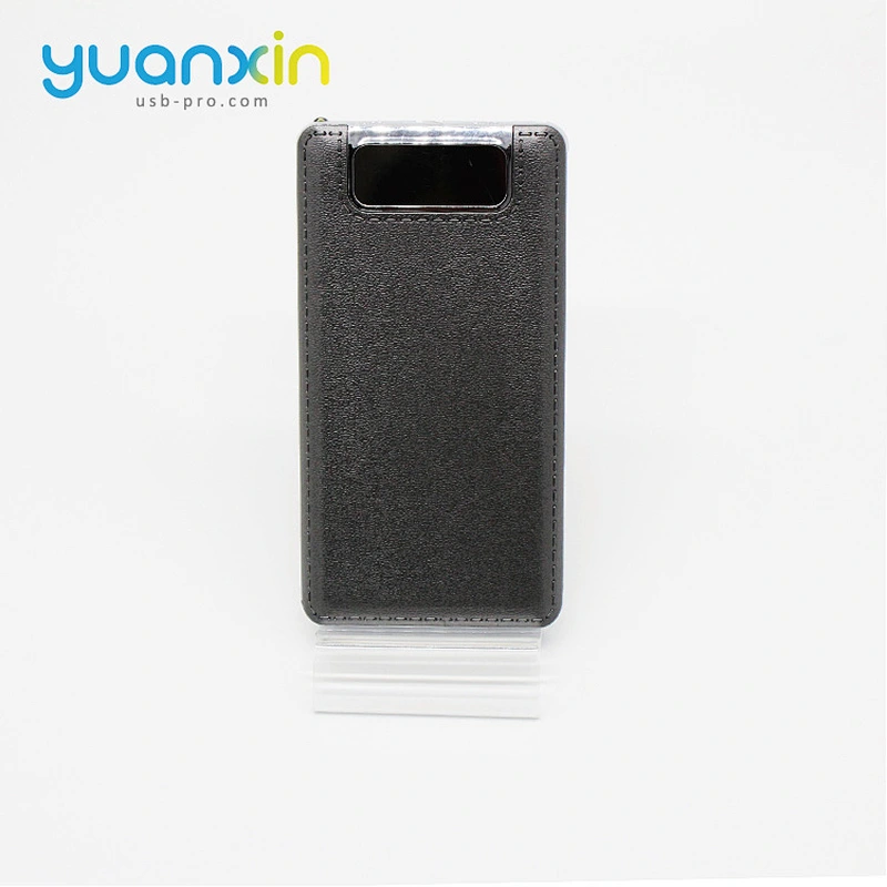 Leather Style Dual Port LED Light 8000 mAh Portable Charger Mobile Power Bank
