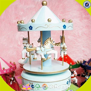 wholesale baby wooden merry go round music box best sale kids wooden merry go round music box W02A037