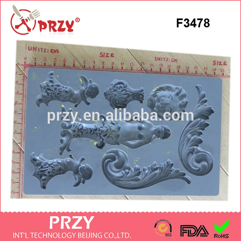F3478 Beauty and the beast silicone fondant mold silicone molds for cake decoration
